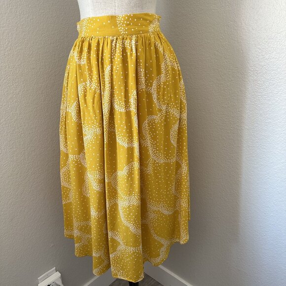 Anthropologie Maeve Staycation Midi Skirt A Line Yellow Print Sz S - Picture 2 of 9